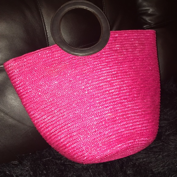 Pink Woven Straw Floral Tote by Redfish Designs - Picture 2 of 8